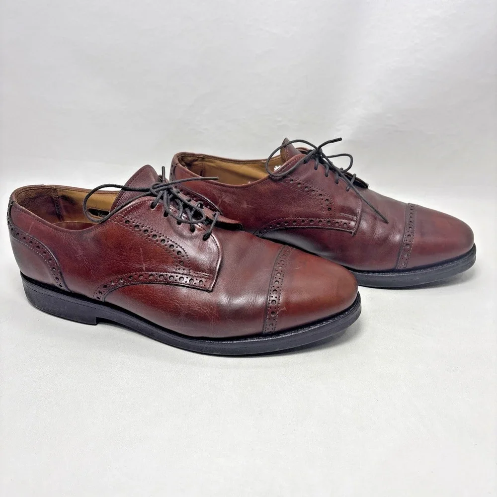 Allen Edmonds Men's Benton Brown Cap Toe Oxford‎ Shoes 9D Leather Vibram Gumlite